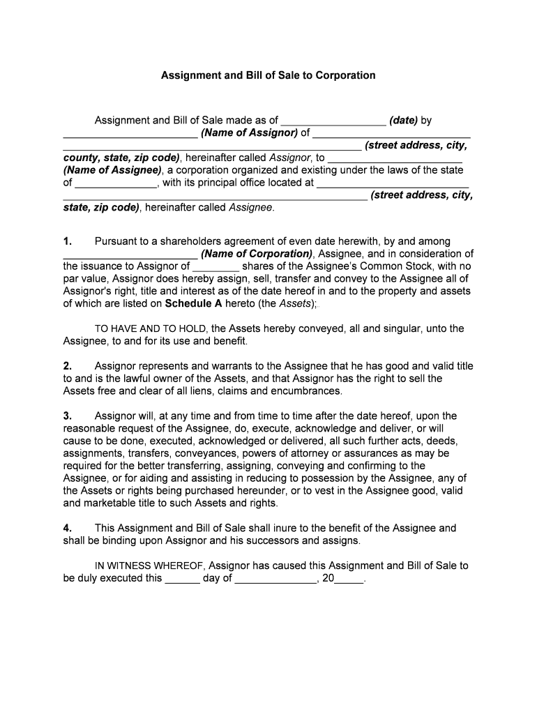 Bill of Sale &amp;amp; Assignment and Assumption Agreement  Form