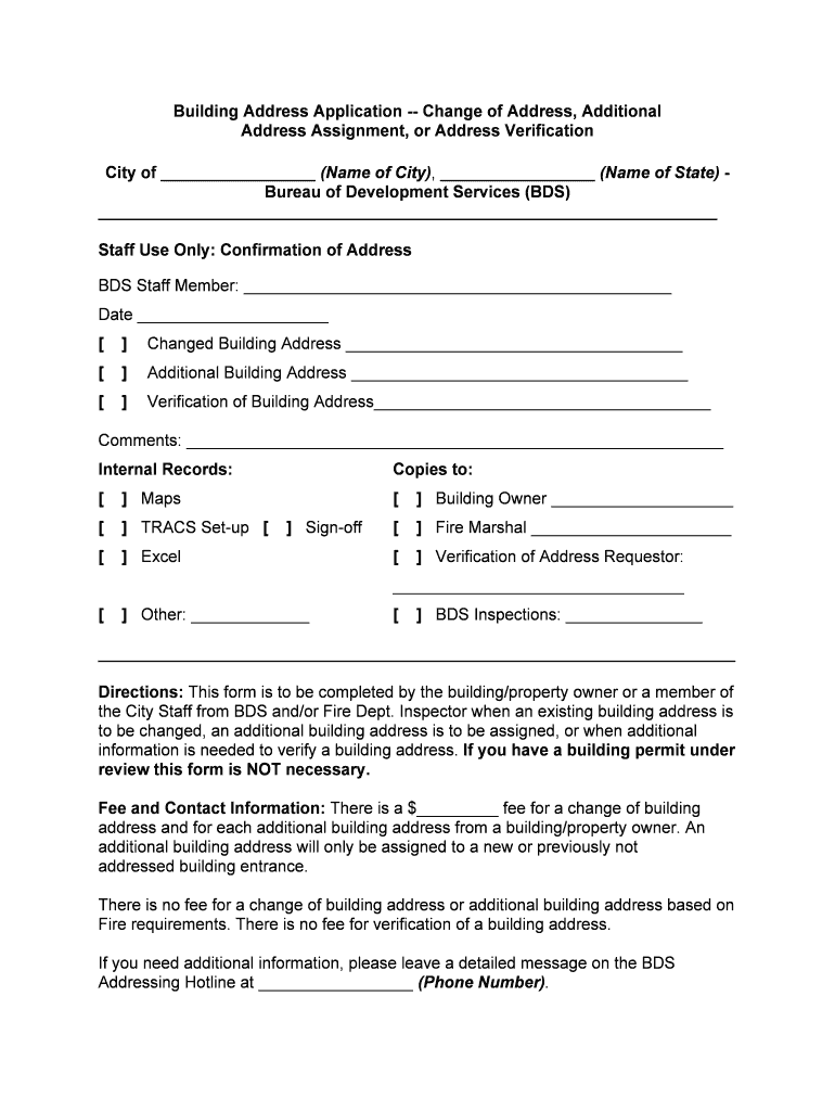 Request for Address Assignmentverification the City of San  Form