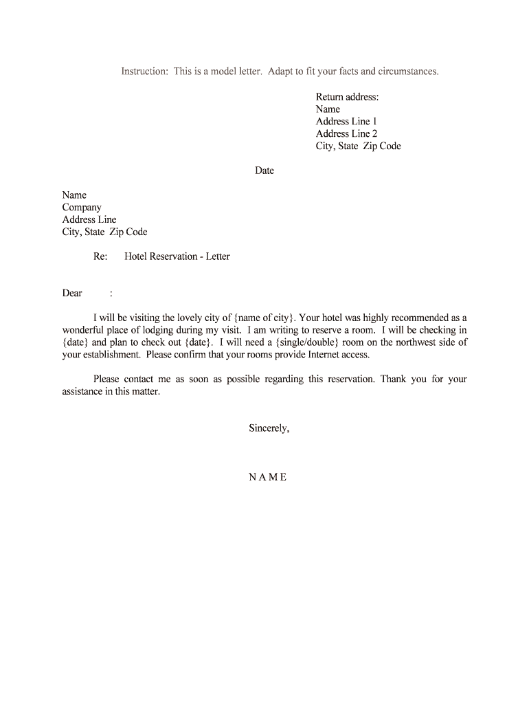 Hotel Reservation Letter  Form