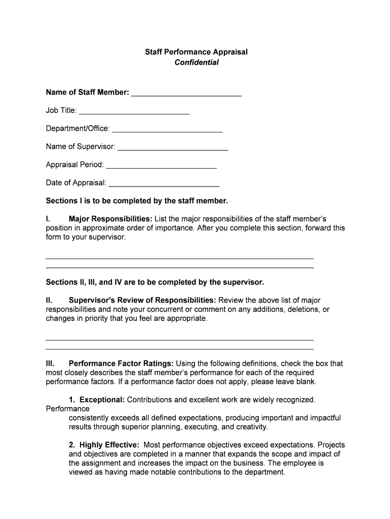 Administrative Staff Performance Appraisal Form Human