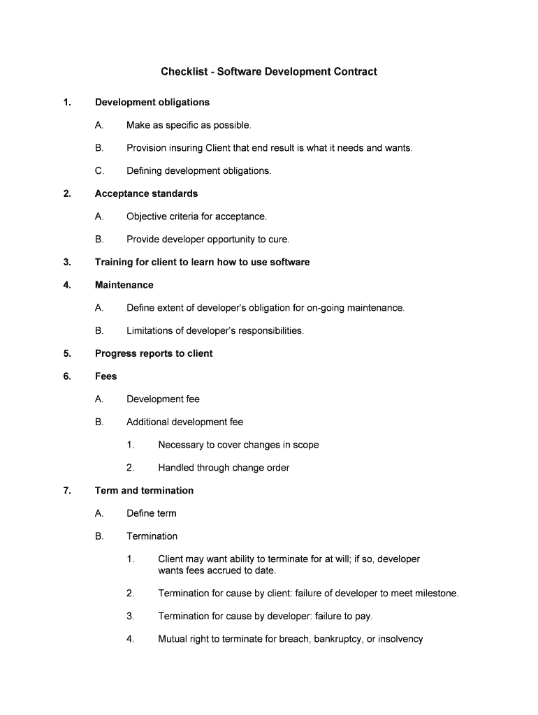 Software Development Agreement Contract Standards  Form