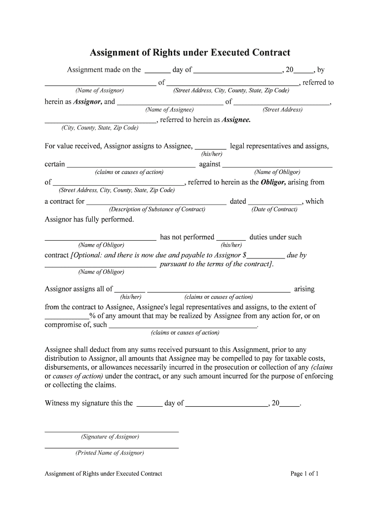 contribution agreement vs assignment agreement