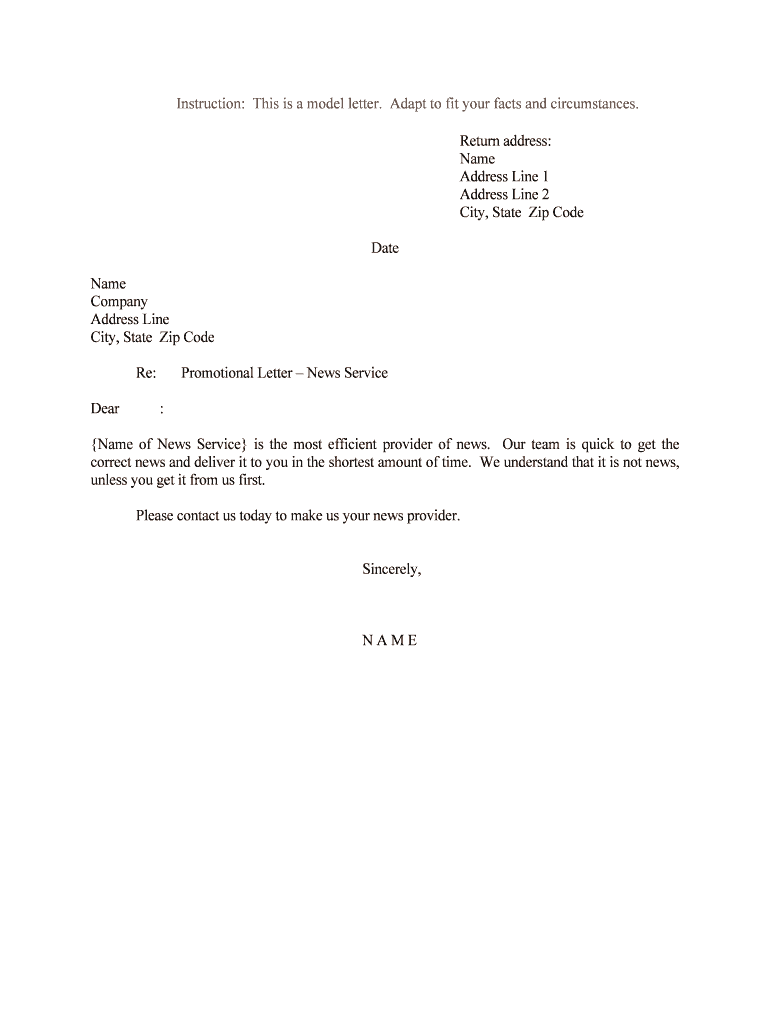 Promotional Letter News Service  Form