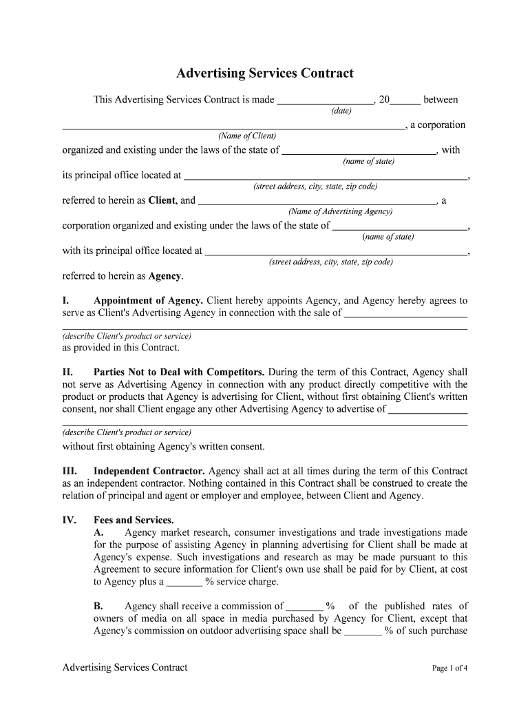 Contract between an Advertising Agency and Client ANA Net  Form