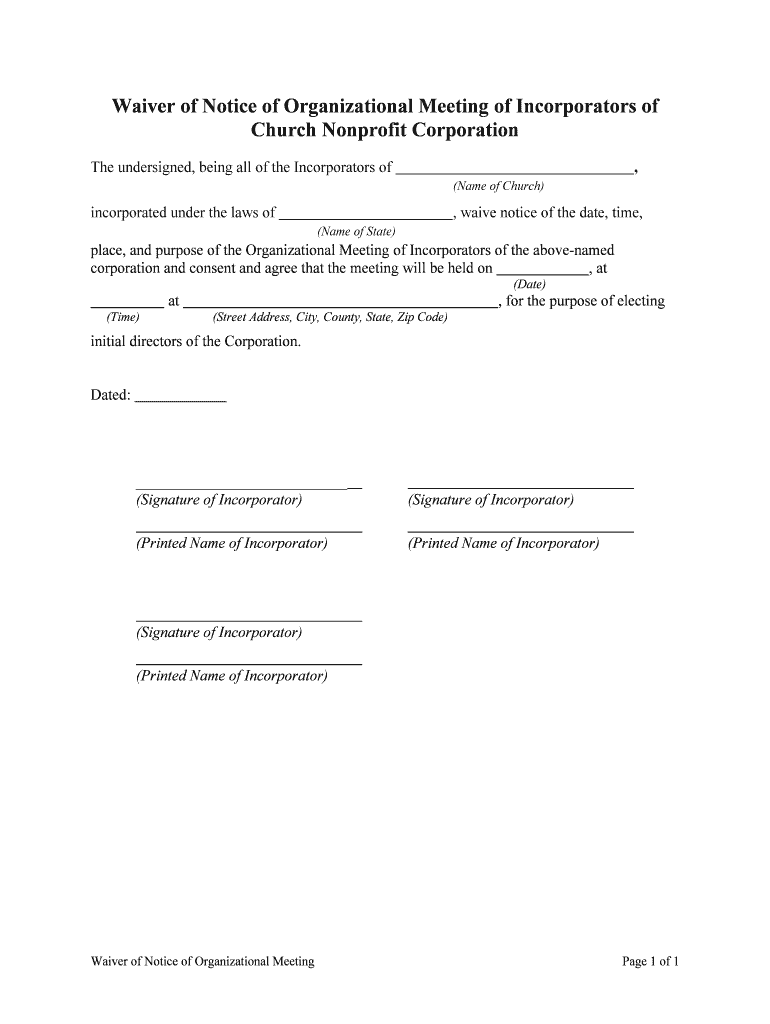 Church Nonprofit Corporation  Form