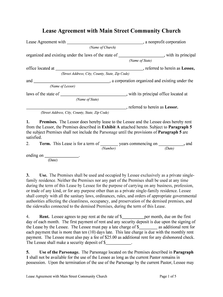 Sample Lease Agreement ChurchThe Episcopal Diocese of Newark  Form