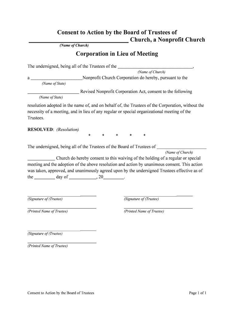 Board Actions by Written Consent &amp;amp;amp; Interested Director  Form