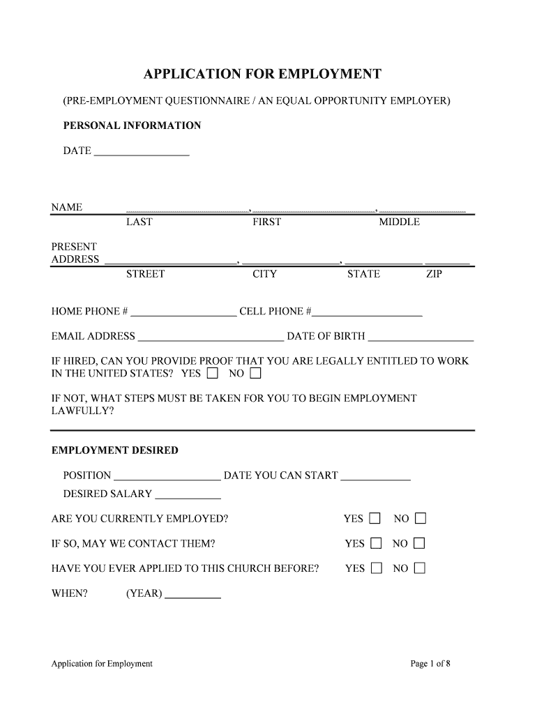 Application for Employment Ward Medical Services  Form