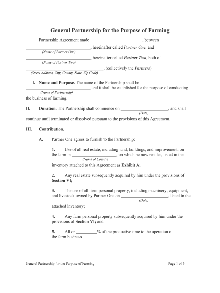 Partnership Agreement Template Download on  Form