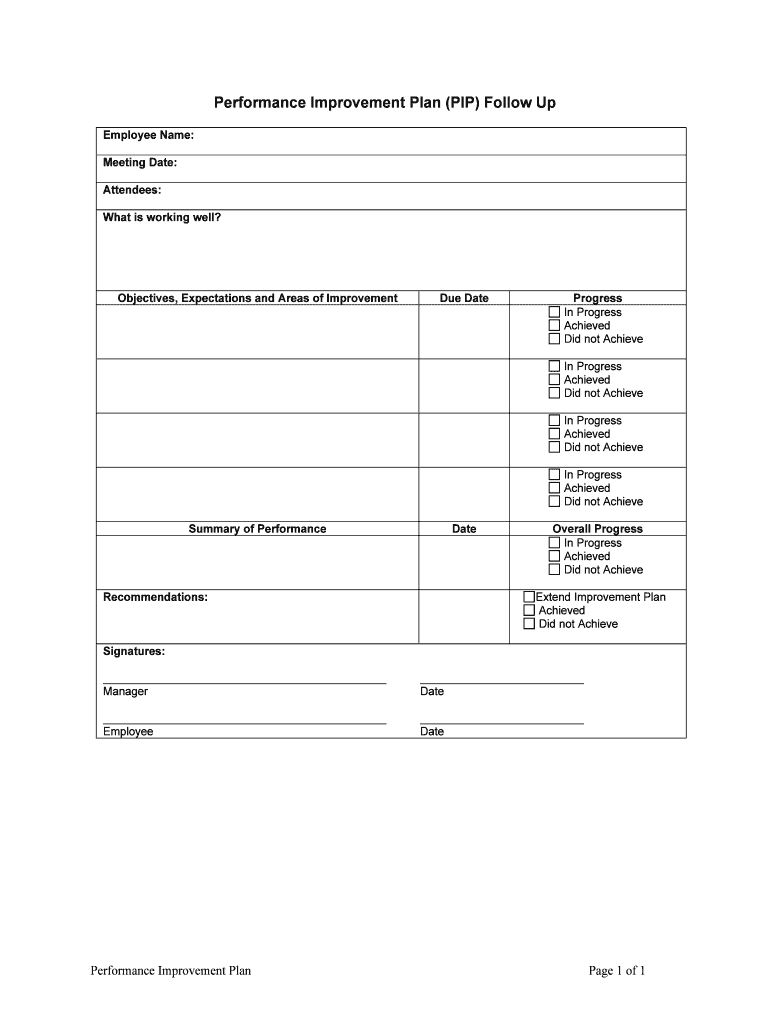 Performance Improvement Plan PIPHuman Resource