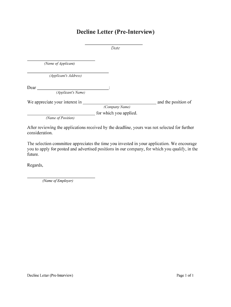 Rejection Letter or Email to Applicants Letter SampleTalentLyft  Form