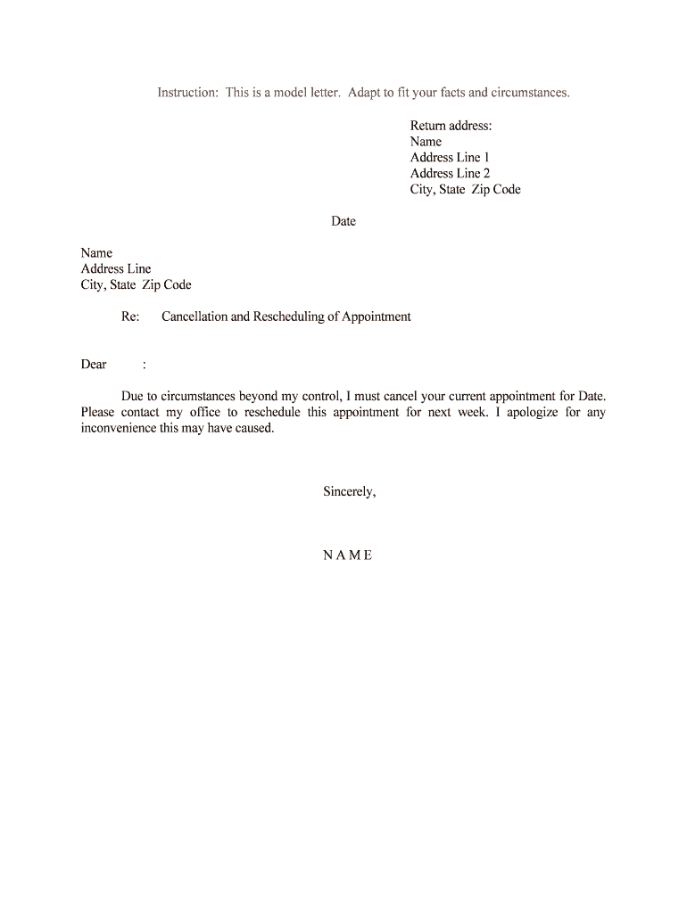 Cancellation and Rescheduling of Appointment  Form