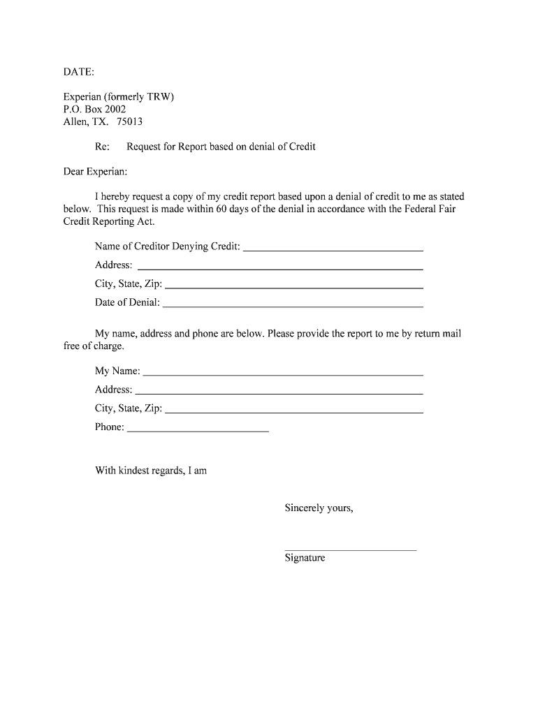 Notification of Rights for Texas ConsumersExperian  Form