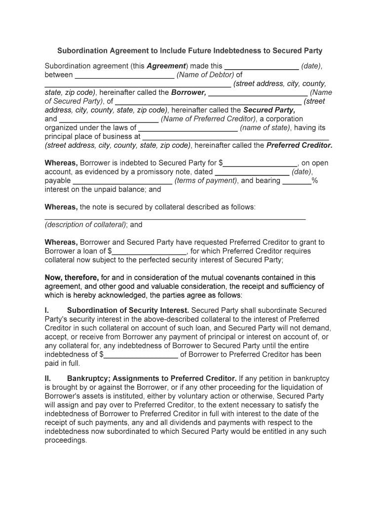 Subordination Agreement SEC Gov  Form