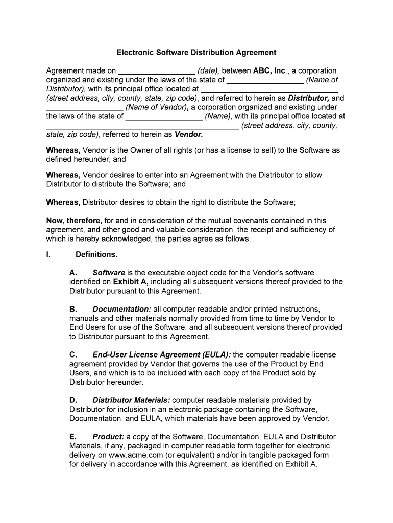 Distribution Agreement Template Get Sample  Form