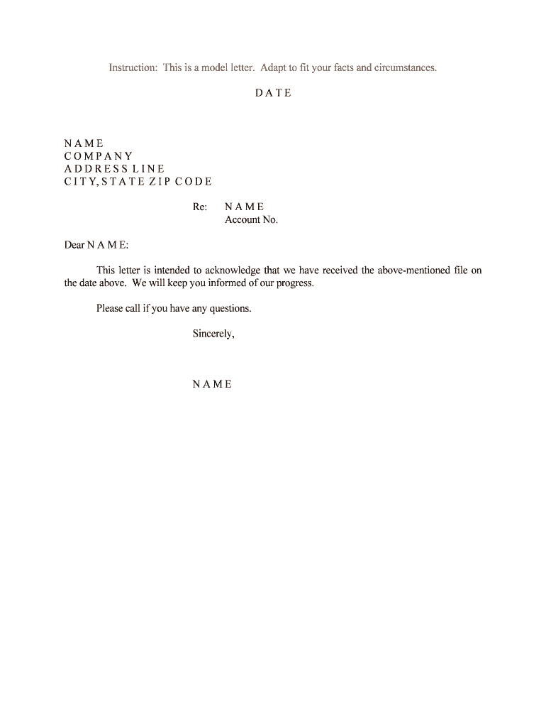 This Letter is Intended to Acknowledge that We Have Received the above Mentioned File on  Form