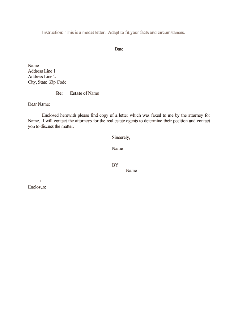 Enclosed Herewith Please Find Copy of a Letter Which Was Faxed to Me by the Attorney for  Form