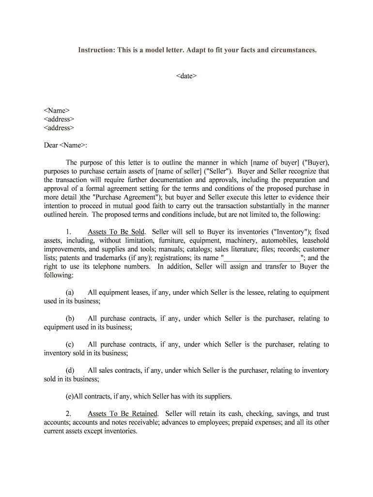 The Purpose of This Letter is to Outline the Manner in Which Name of Buyer &quot;Buyer,  Form