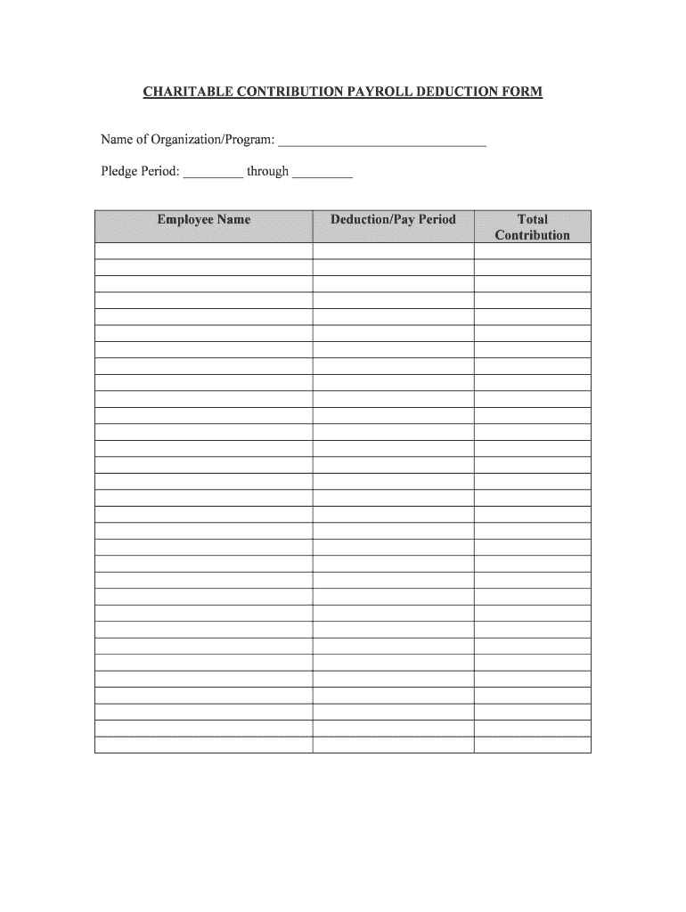 CHARITABLE CONTRIBUTION PAYROLL DEDUCTION FORM