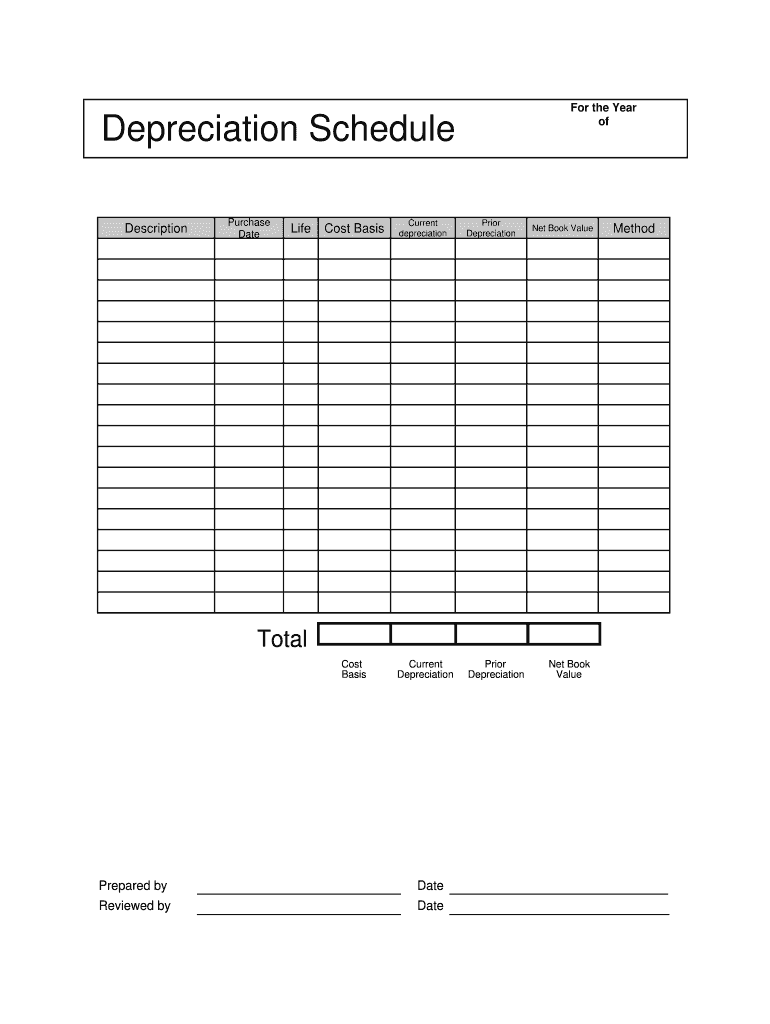 Depreciation Schedule Template for Straight Line and  Form