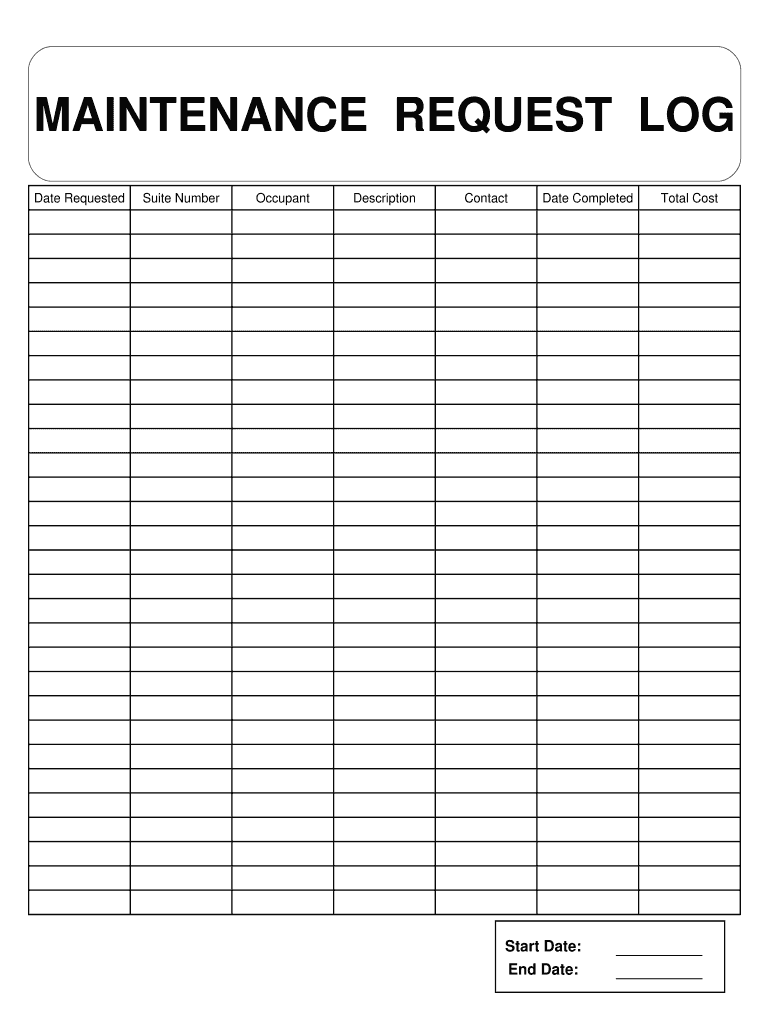 MAINTENANCE REQUEST LOG  Form