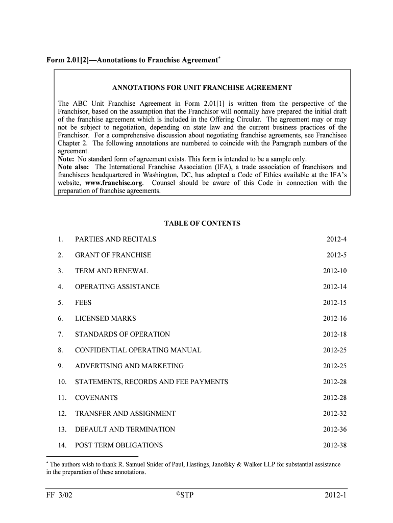 Franchise Agreement Vs Franchise Disclosure Document  Form