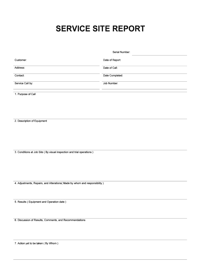 SERVICE SITE REPORT  Form
