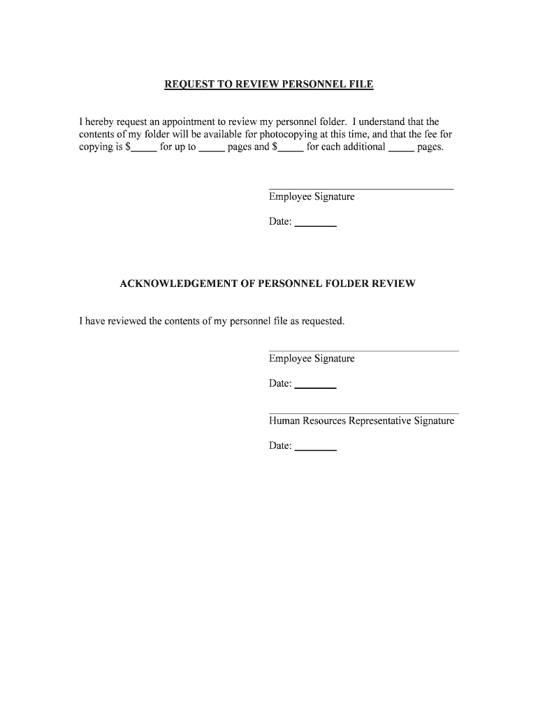 Response to Request for Personnel File  Form