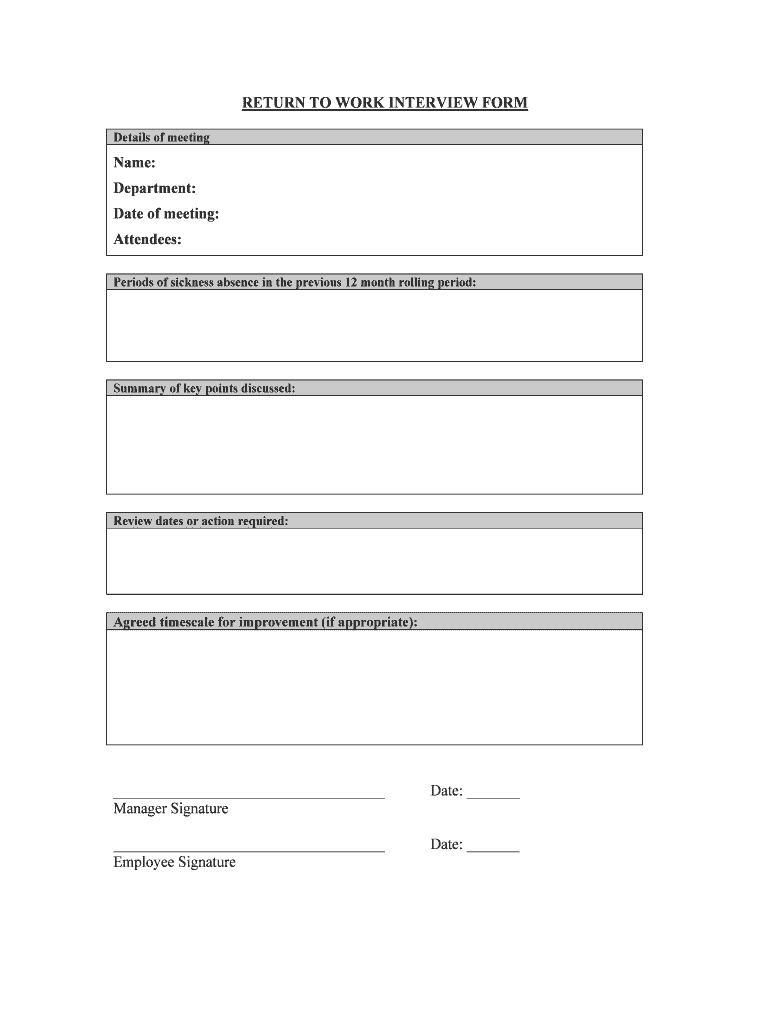 How and When to Conduct Return to Work RTW Discussions  Form