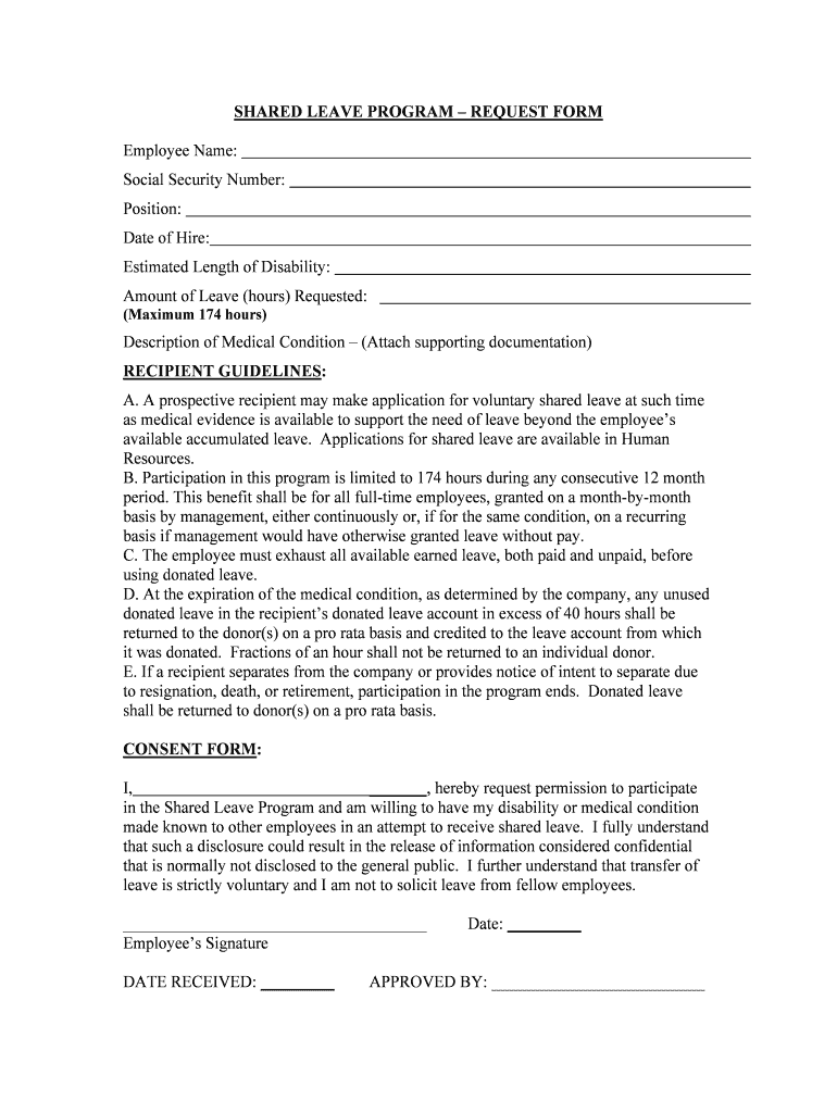 SHARED LEAVE PROGRAM REQUEST FORM