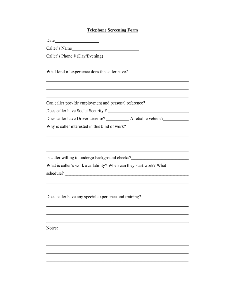 Callers Name  Form