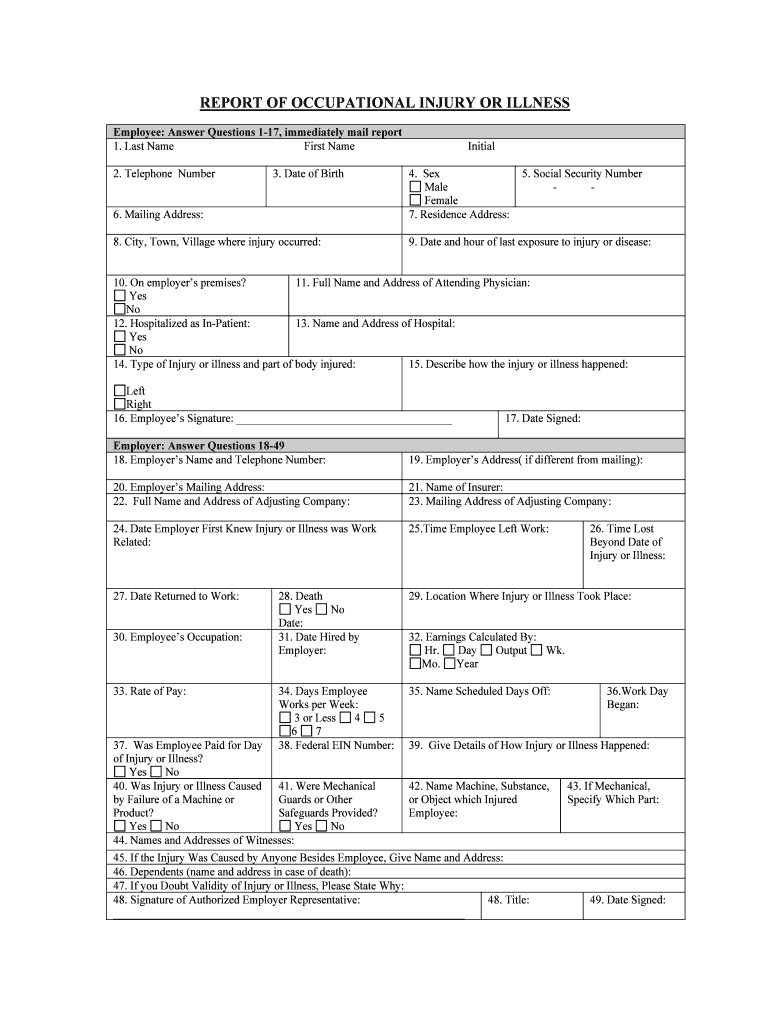 EMPLOYEE INJURY and TREATMENT FORM