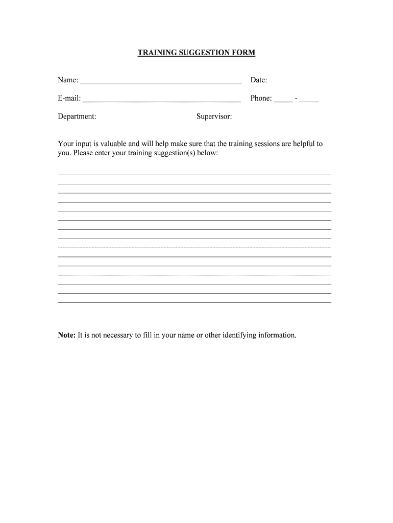 TRAINING SUGGESTION FORM