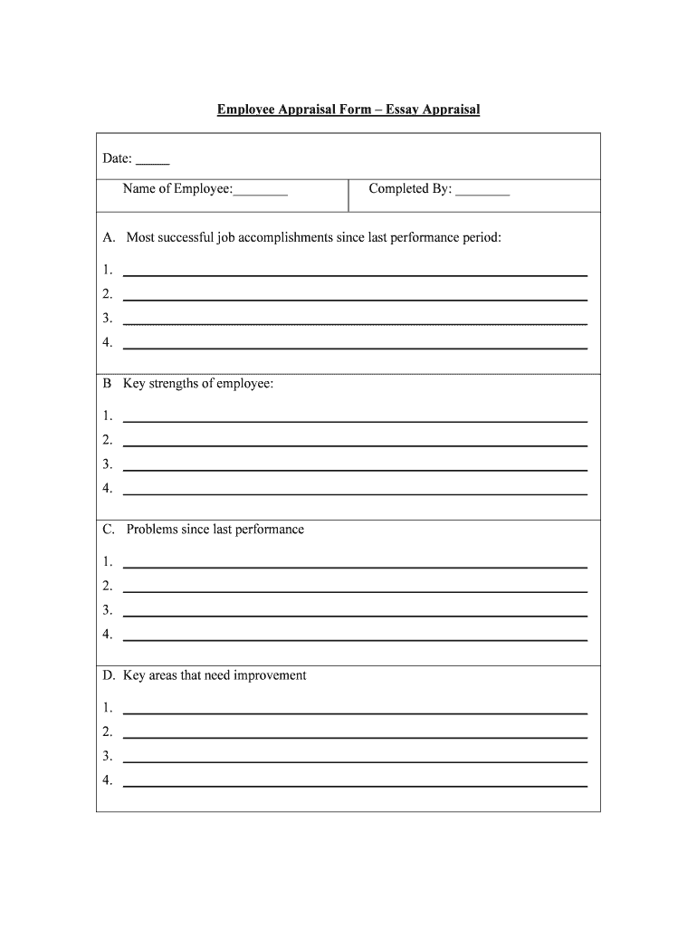 Performance Appraisal Form Filled Sample