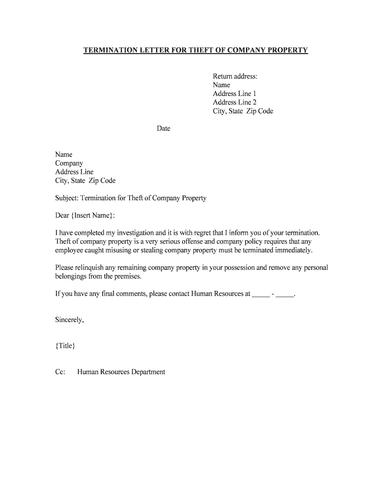 Employee Termination LettereForms Fillable Forms