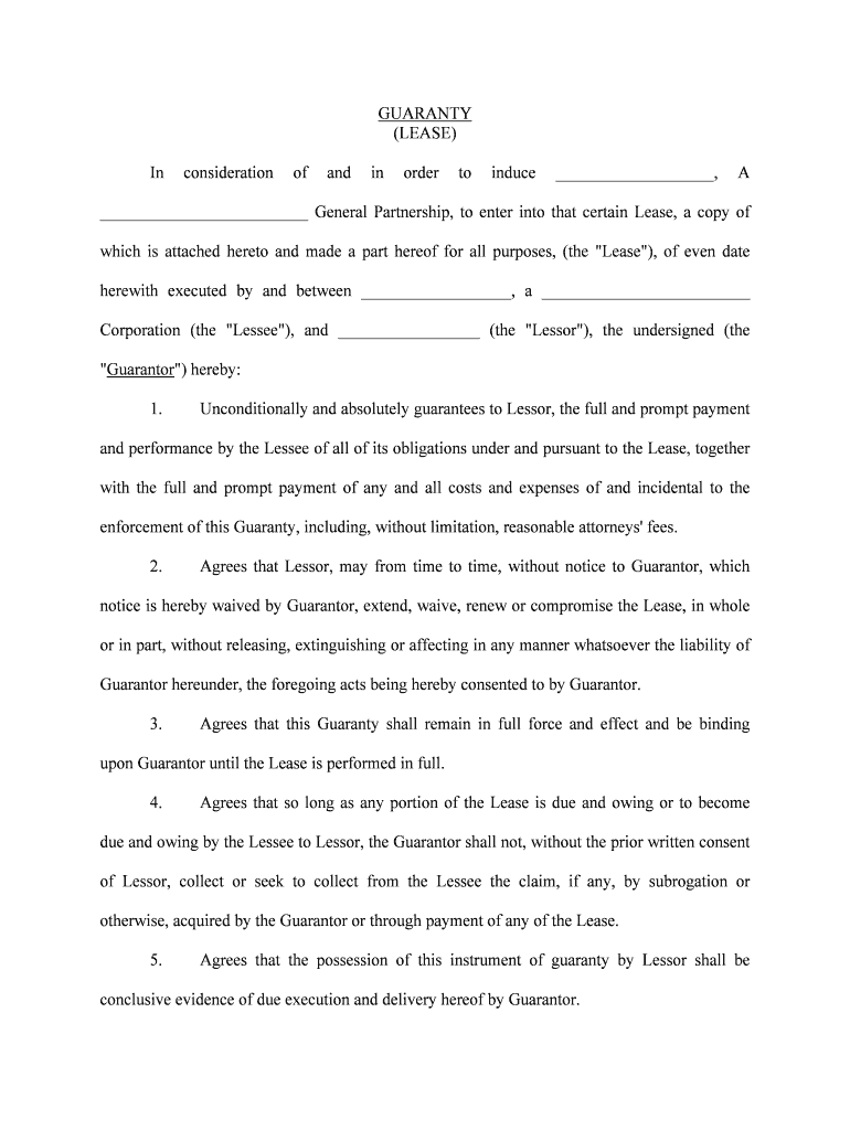 General Partnership, to Enter into that Certain Lease, a Copy of  Form