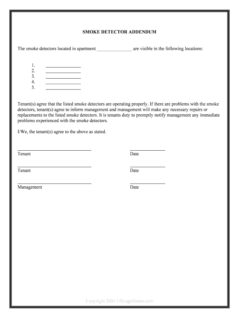 The Smoke Detectors Located in Apartment Are Visible in the Following Locations  Form