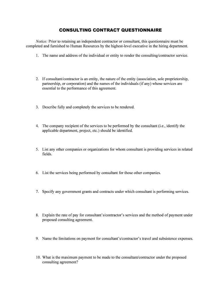 STANDARD CONSULTING SERVICES AGREEMENT  Form