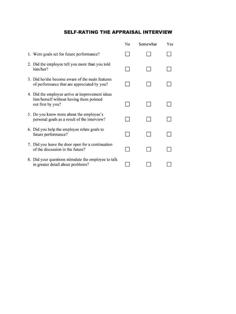 SELF RATING the APPRAISAL INTERVIEW  Form