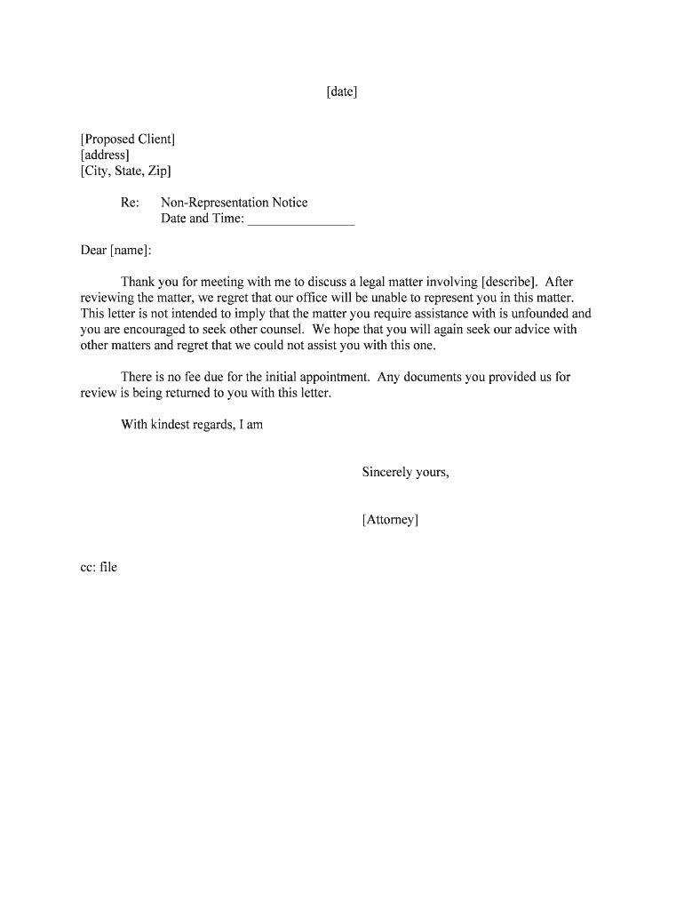 TEMPLATE COVER LETTER to AGREEMENT for SERVICES  Form
