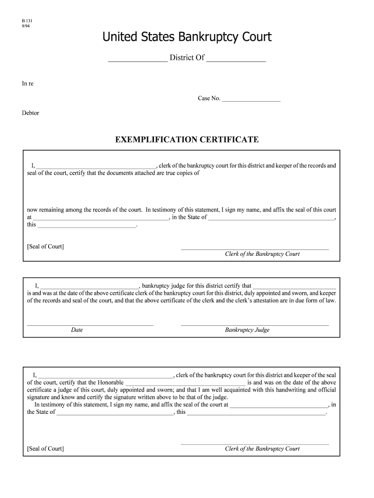Exemplification Certificate Legal Forms Court Forms
