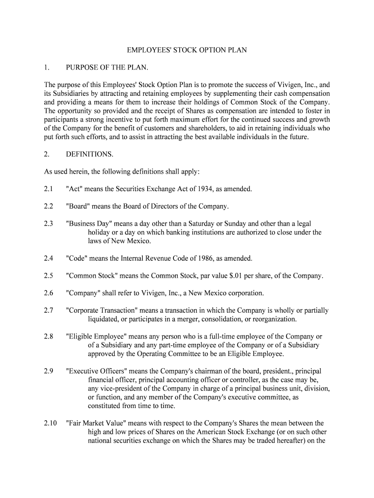 EMPLOYEES' STOCK OPTION PLAN  Form