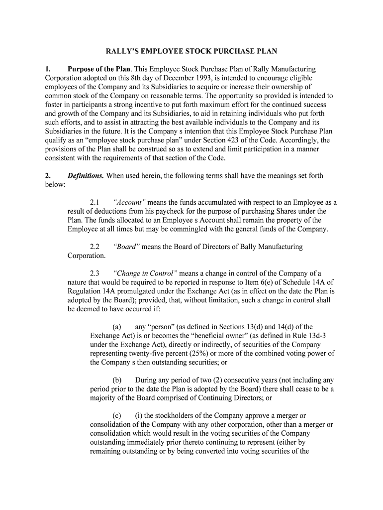 RALLYS EMPLOYEE STOCK PURCHASE PLAN  Form