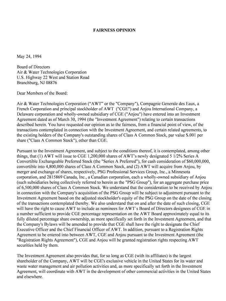 Air & Water Technologies Corp Definitive Proxy Statement Form