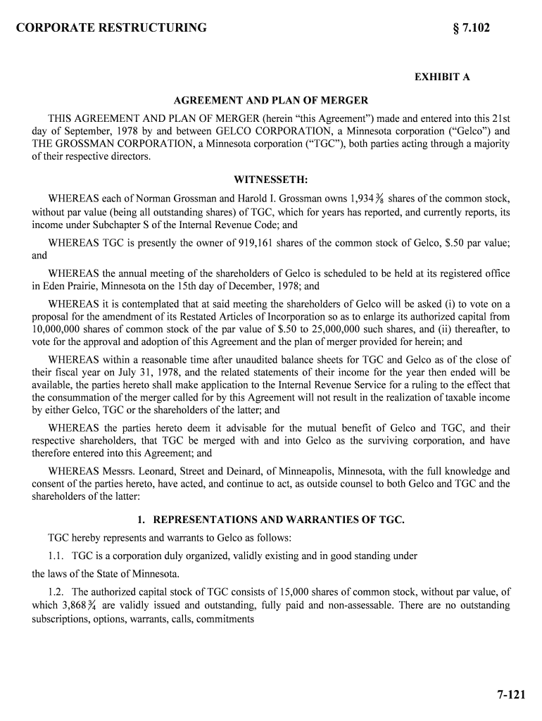 THIS AGREEMENT and PLAN of MERGER Herein This Agreement Made and Entered into This 21st  Form