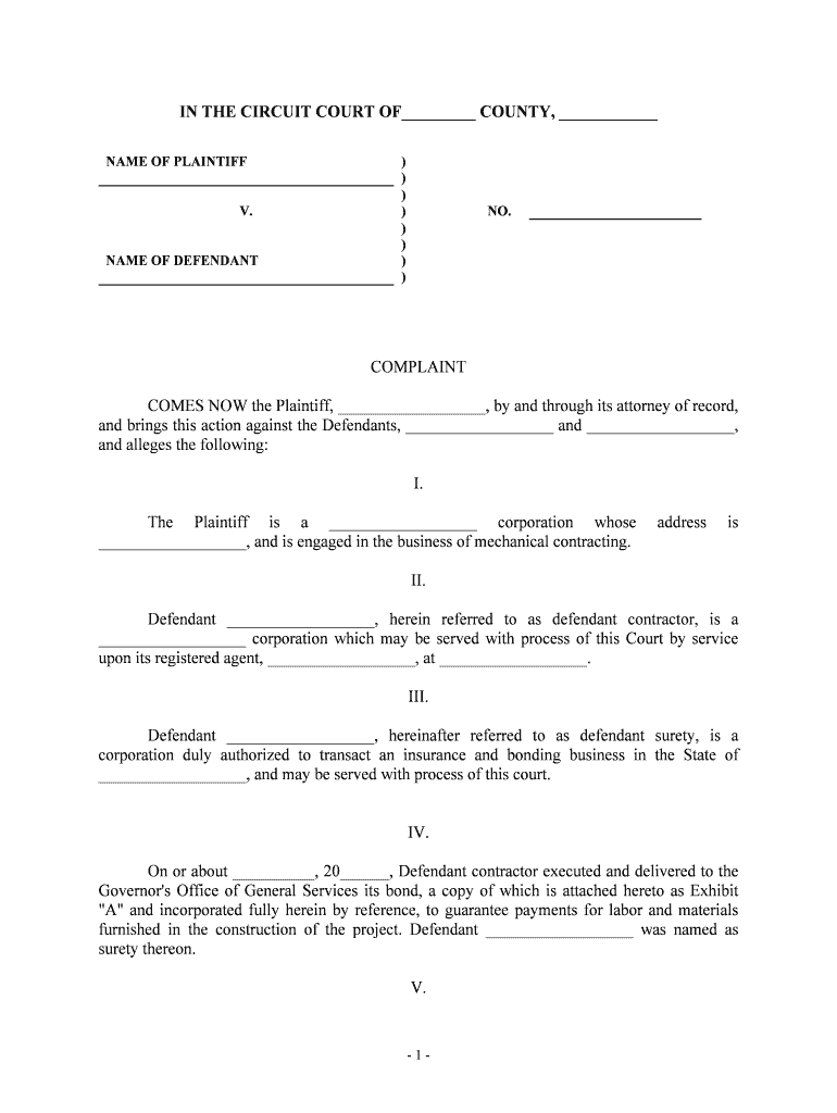 COMES NOW the Plaintiff, , by and through Its Attorney of Record,  Form