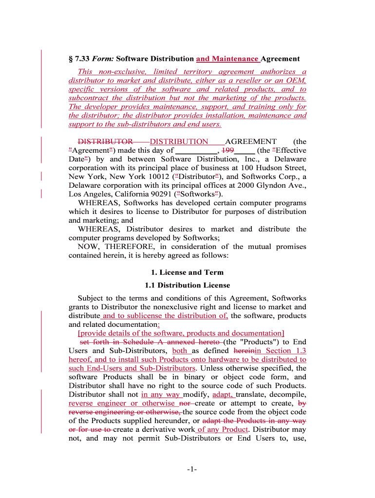 Software Distribution Agreement SEC Gov  Form