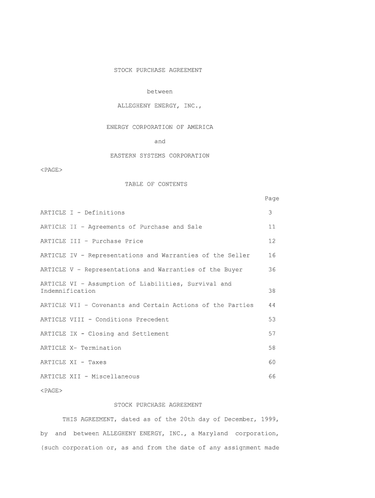 Stock Purchase and Sale Agreement, Dated August SEC Gov  Form