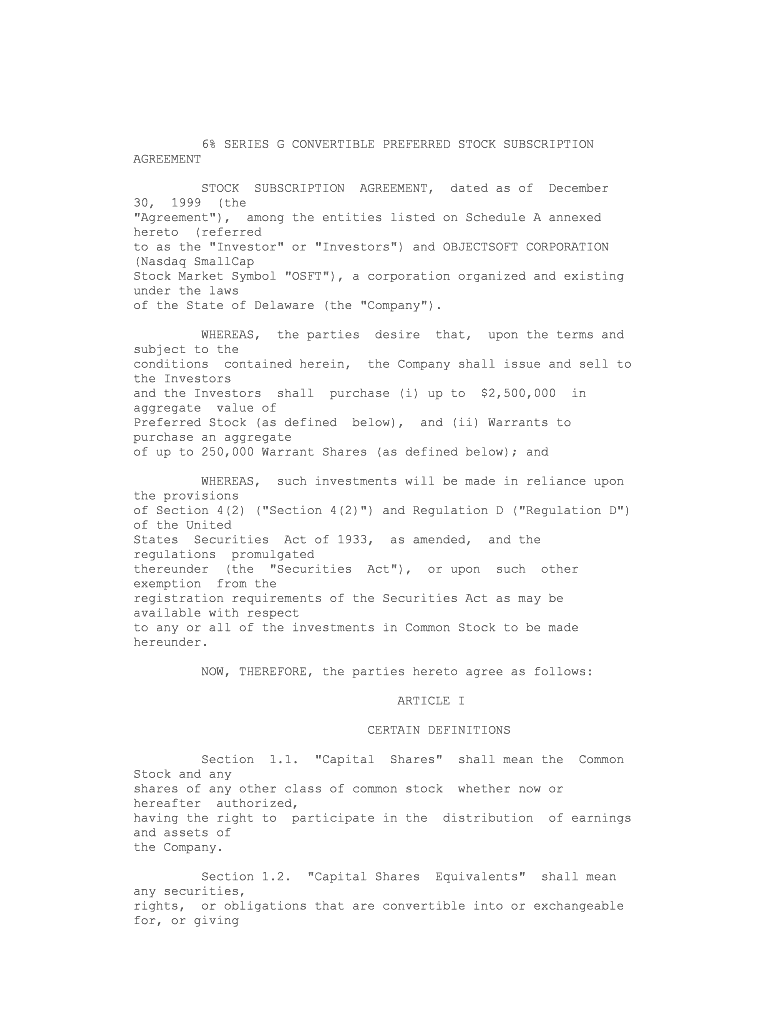 Class a Common Stock and Convertible Preferred Stock  Form