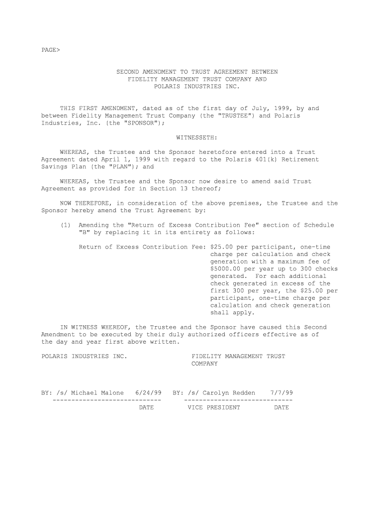 Trust Agreement between Barnes Group Inc and Fidelity  Form